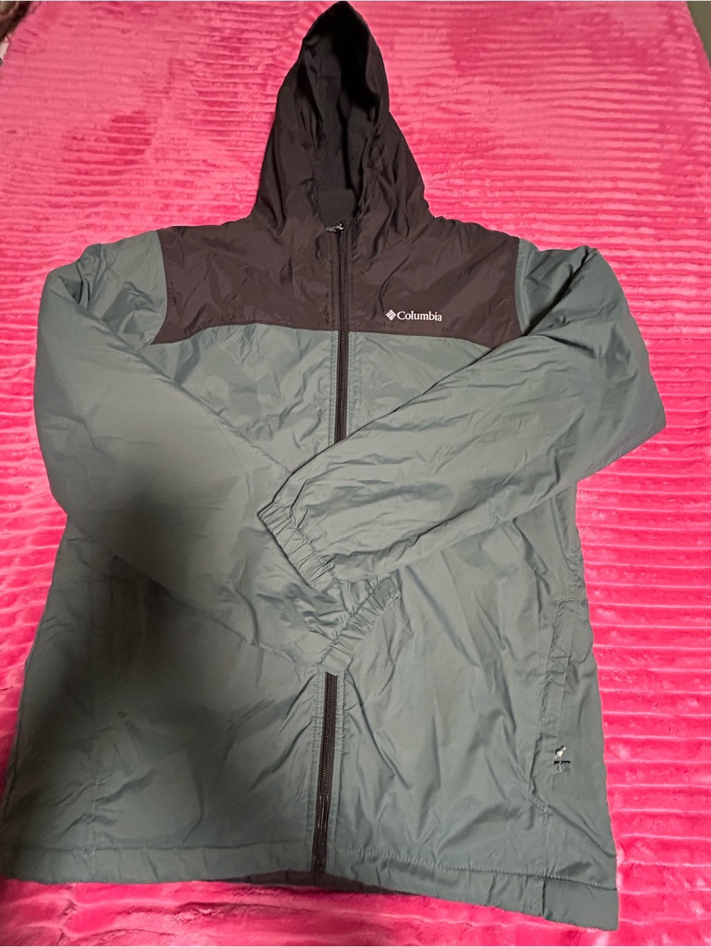 Columbia boys Hooded Windbreaker Jacket - Black & Gray-Green